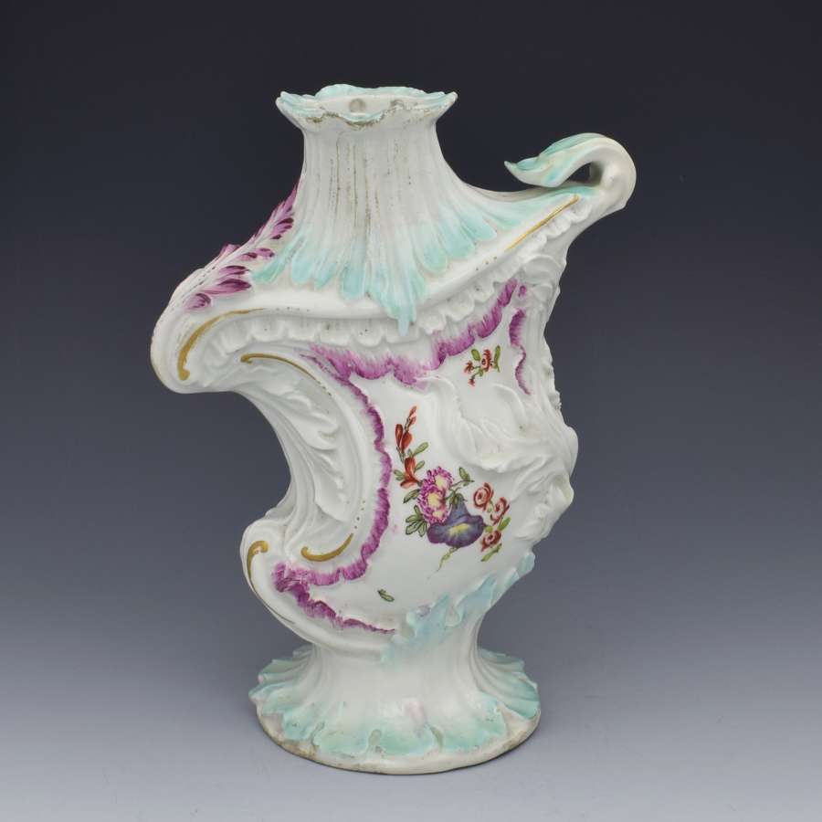 18th Century Derby Porcelain Asymmetric Rococo Vase c.1756
