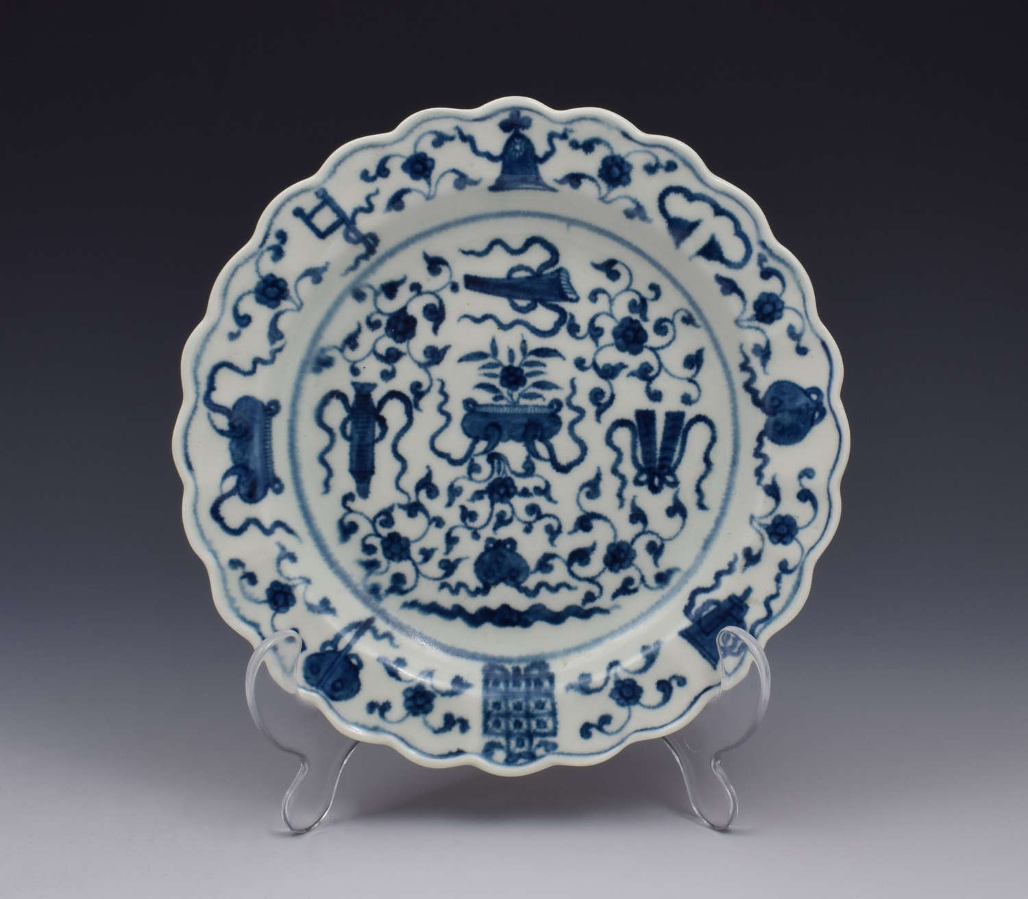 First Period Worcester Lobed Plate The Hundred Antiques Pattern
