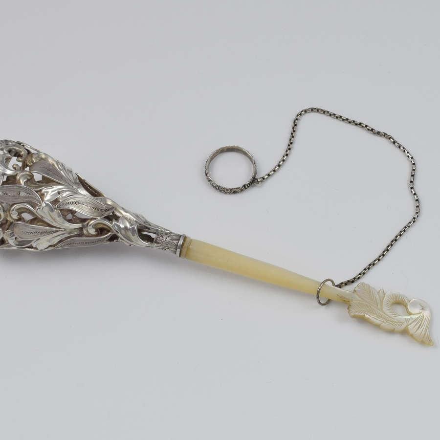 Mid 19thC French Silver & Mother Of Pearl Tussie Mussie Posy Holder
