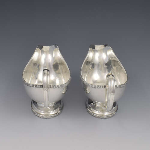 Stunning Pair Of Georgian Silver Pedestal Sauce Boats / Sauceboats