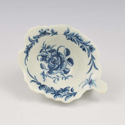 Rare Dr Wall / First Period Worcester Porcelain Butter Boat Rose & Running Border c.1760