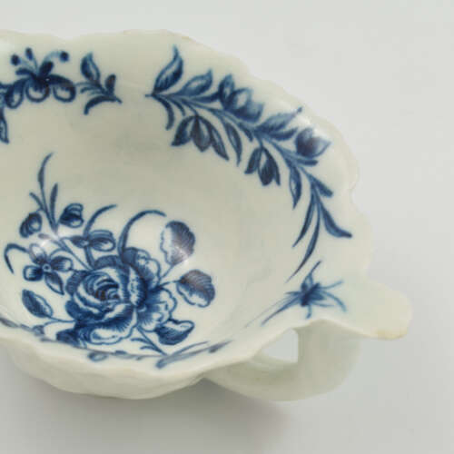 Rare Dr Wall / First Period Worcester Porcelain Butter Boat Rose & Running Border c.1760