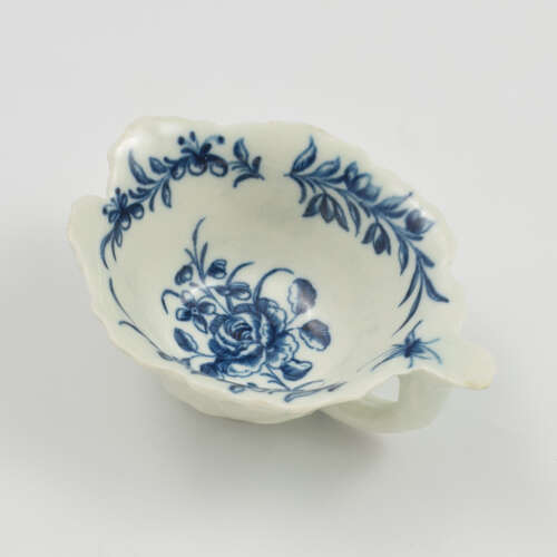 Rare Dr Wall / First Period Worcester Porcelain Butter Boat Rose & Running Border c.1760