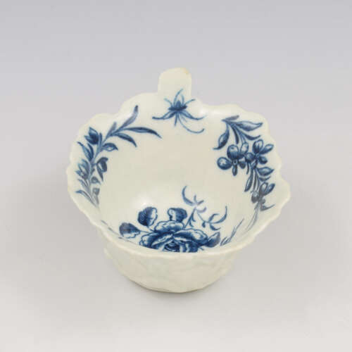 Rare Dr Wall / First Period Worcester Porcelain Butter Boat Rose & Running Border c.1760