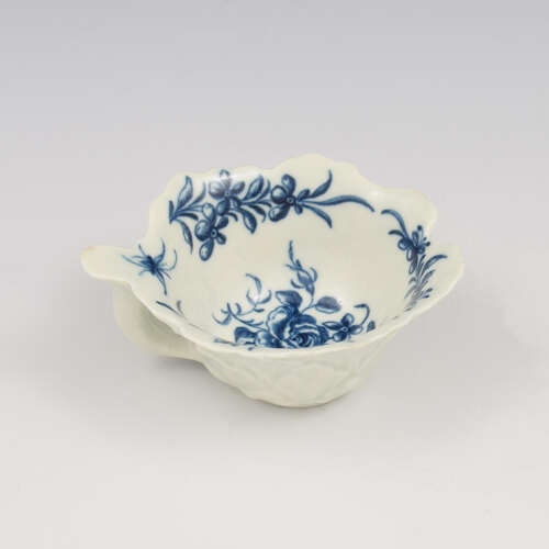 Rare Dr Wall / First Period Worcester Porcelain Butter Boat Rose & Running Border c.1760