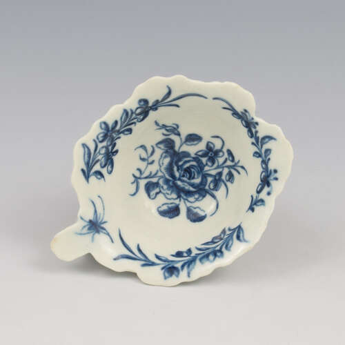 Rare Dr Wall / First Period Worcester Porcelain Butter Boat Rose & Running Border c.1760