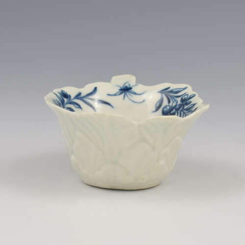 Rare Dr Wall / First Period Worcester Porcelain Butter Boat Rose & Running Border c.1760