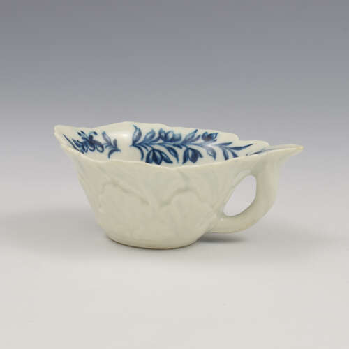 Rare Dr Wall / First Period Worcester Porcelain Butter Boat Rose & Running Border c.1760