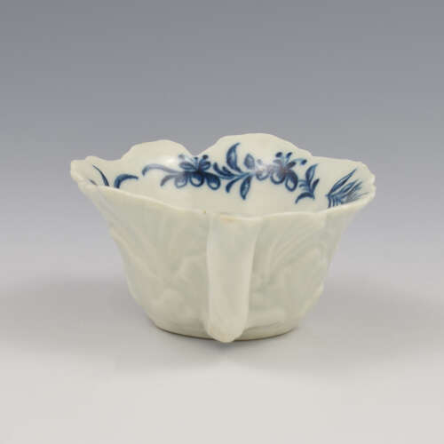 Rare Dr Wall / First Period Worcester Porcelain Butter Boat Rose & Running Border c.1760