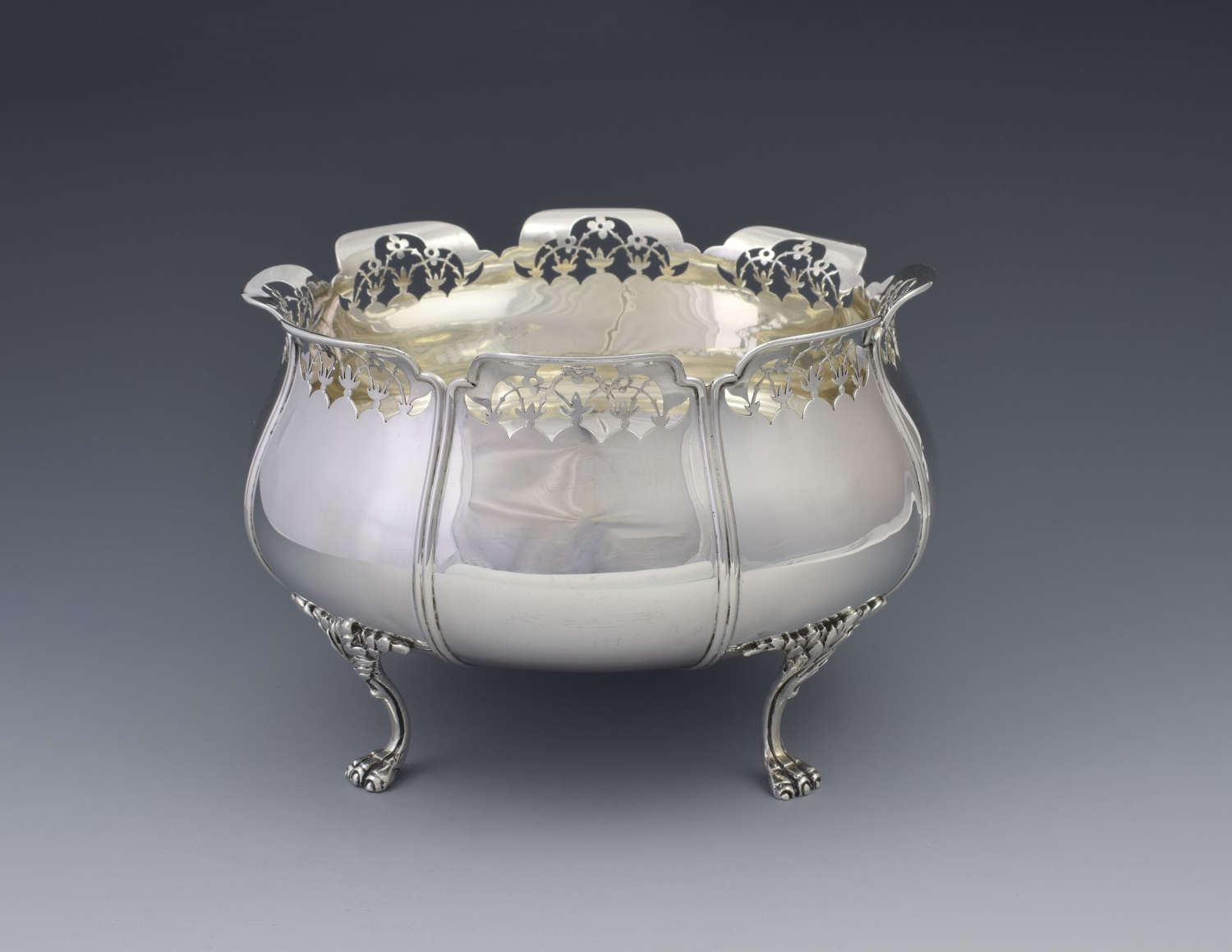 Art Nouveau Silver Lion Paw Footed Bowl - Mappin & Webb 1911