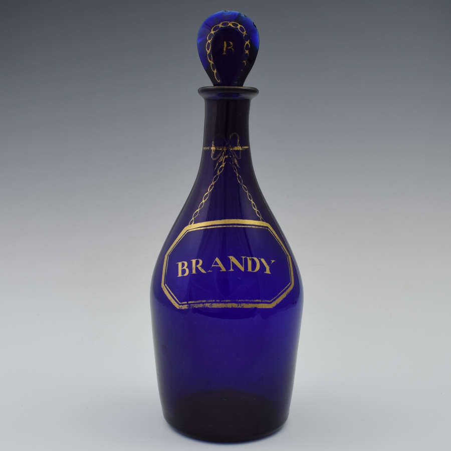 Georgian Bristol Blue Glass Brandy Spirit Decanter c.1810