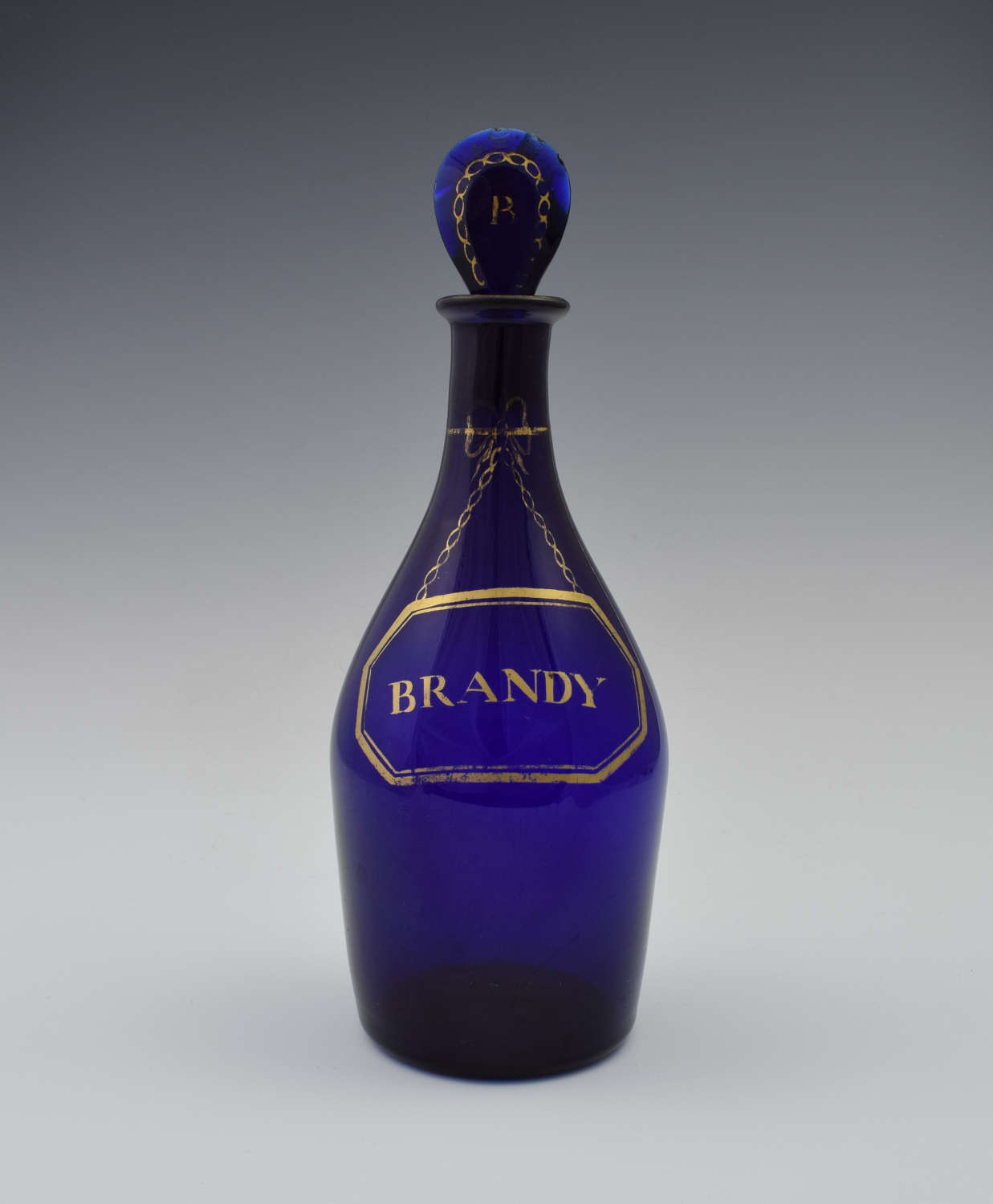 Georgian Bristol Blue Glass Brandy Spirit Decanter c.1810