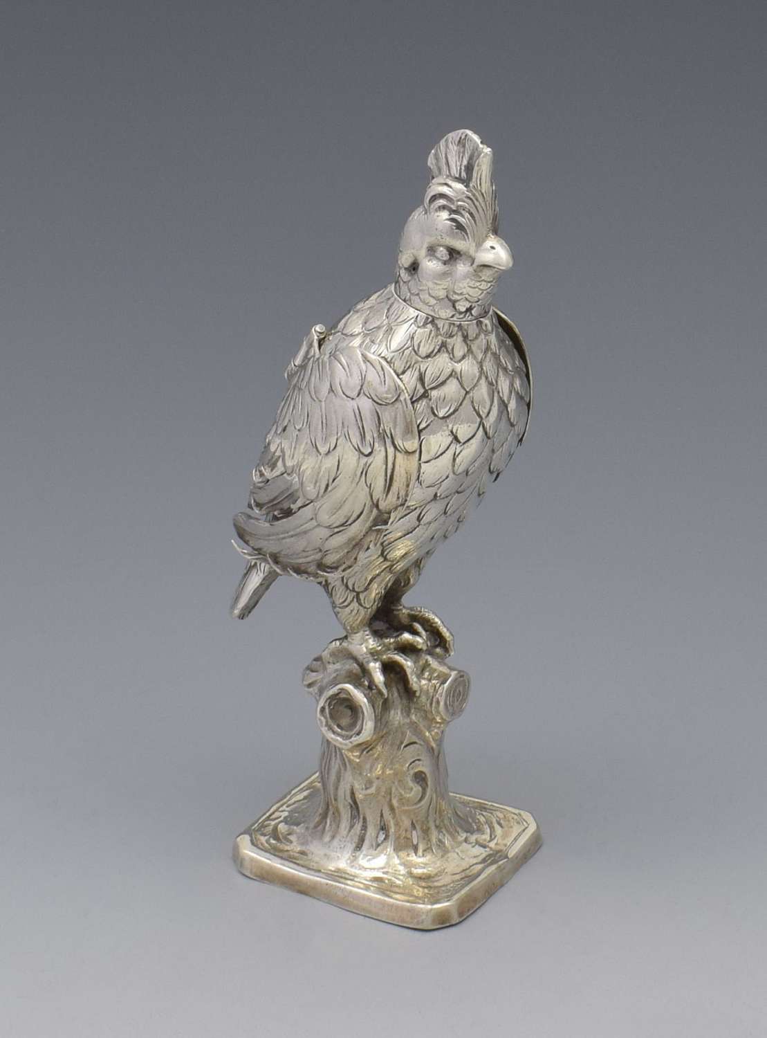 German Hanau Silver Cockatiel Parrot Figure Table Ornament / Box