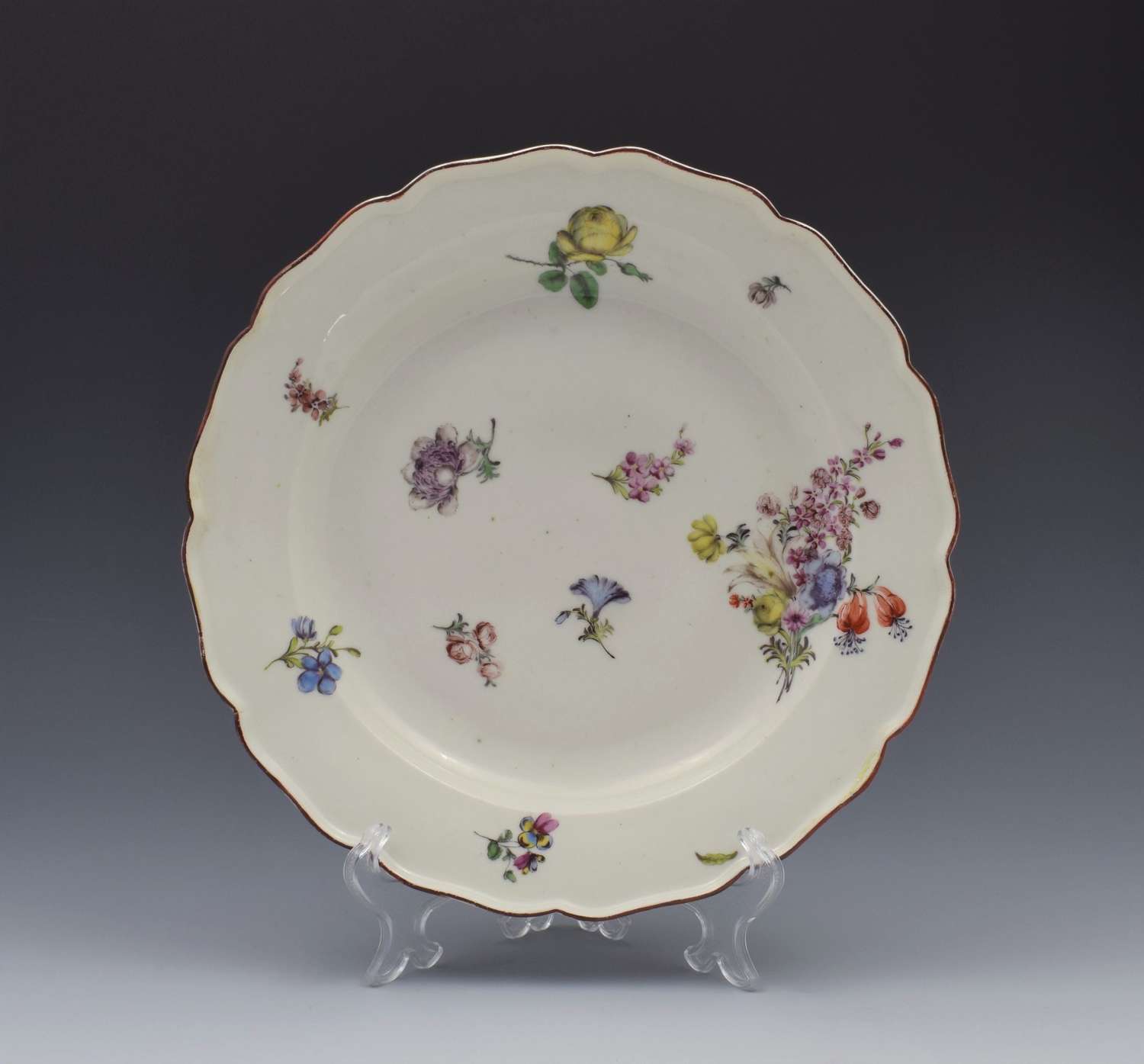 18th Century Chelsea Porcelain Floral Dessert Plate c.1755