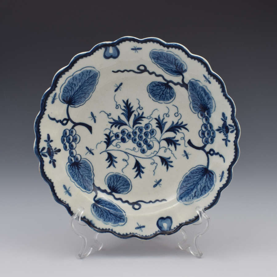 First Period Worcester Rubber Tree Plant Dessert Plate c.1770