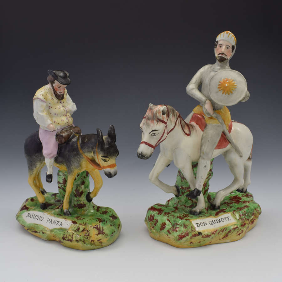 Victorian Pair Staffordshire Figures Don Quixote & Sancho Panza