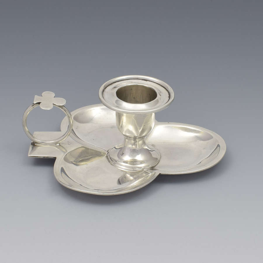 Victorian Novelty Silver Clover Leaf / Club Chamberstick Go To Bed