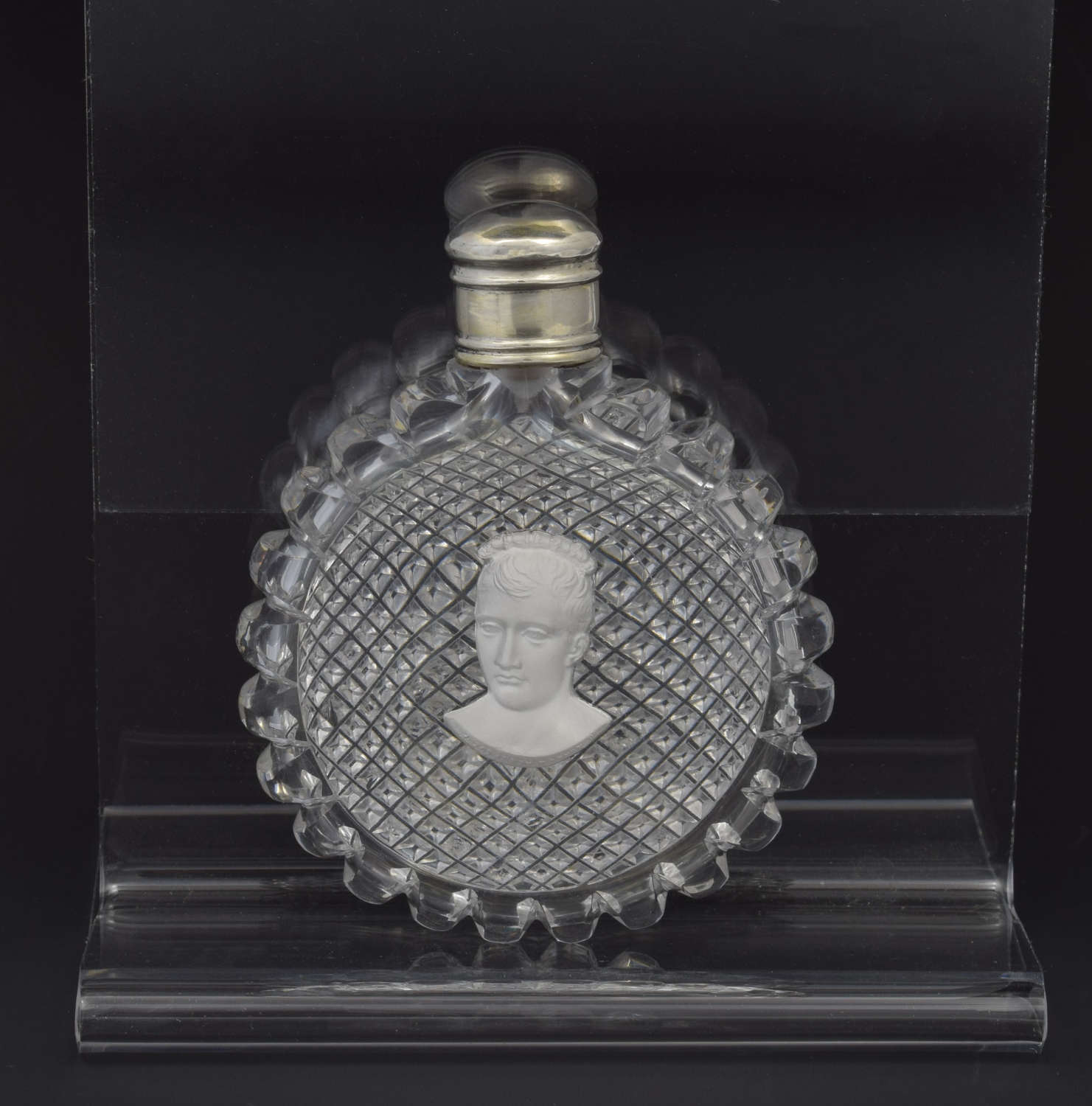 Napoleon Sulphide Portrait Cut Glass Scent Bottle Probably Baccarat