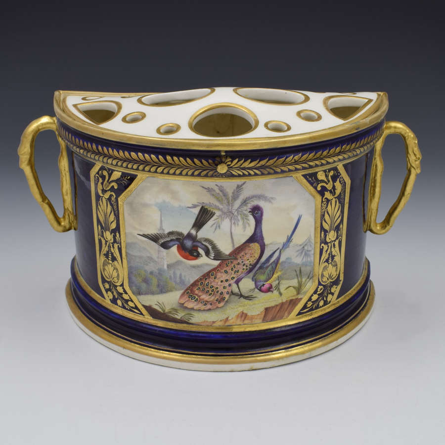 Bloor Period Derby Porcelain Bough Pot Dodson Exotic Birds c.1815