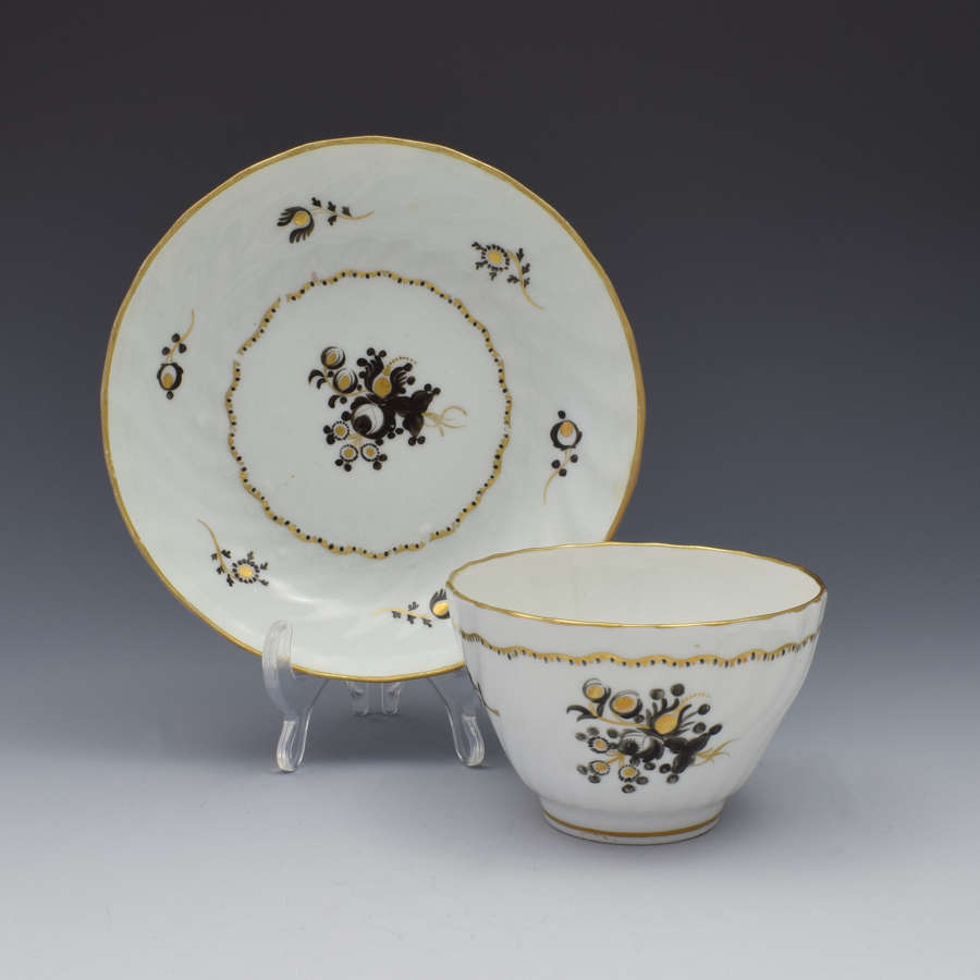 Chamberlain Worcester Porcelain Spiral Fluted Tea Bowl & Saucer