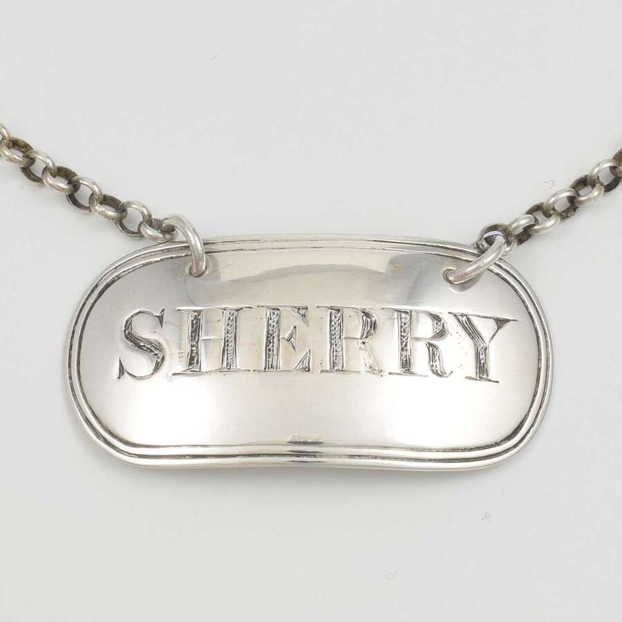 Fine Early Victorian Silver "Sherry" Decanter Wine Label c.1845