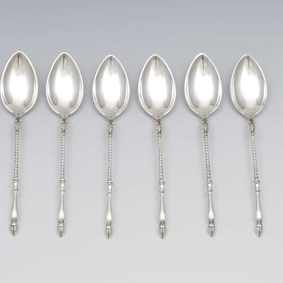 Cased Set Of 6 Bruchmann & Sohne Silver Deer Hoof Coffee Spoons