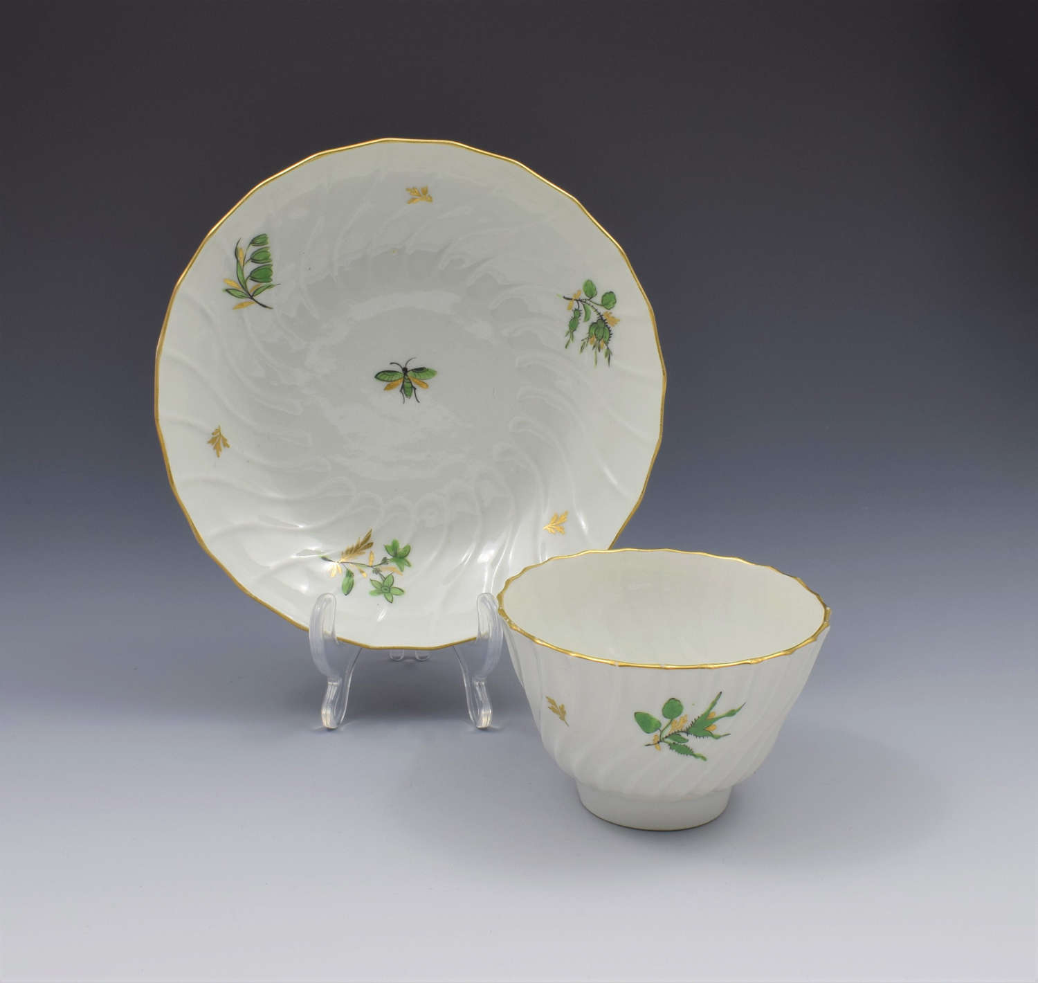 Flight & Barr Worcester Porcelain Spiral Fluted Tea Bowl & Saucer