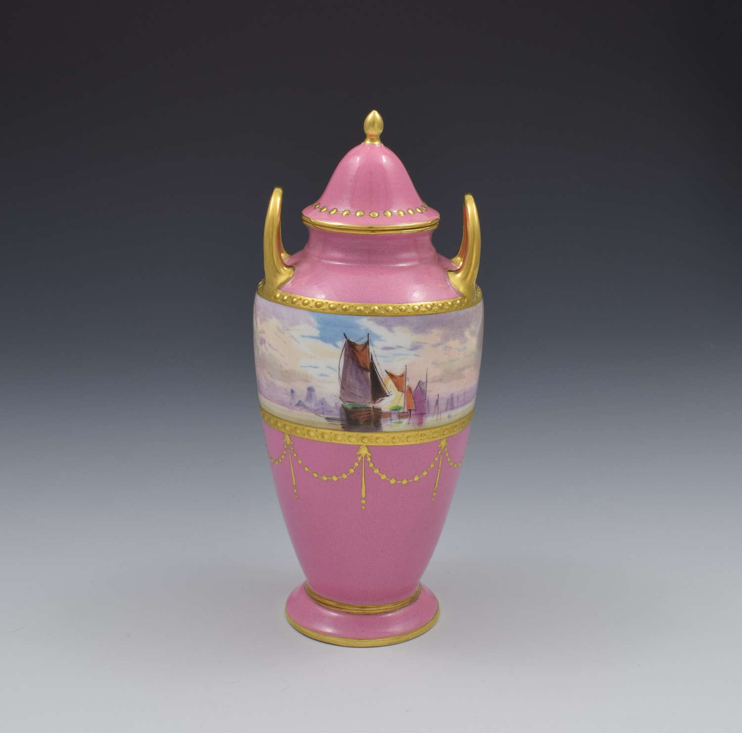 Minton Porcelain Pink Vase & Cover James Edwin Dean