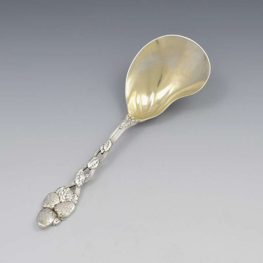 Unusual Tiffany Sterling Silver Strawberry Serving Berry Spoon
