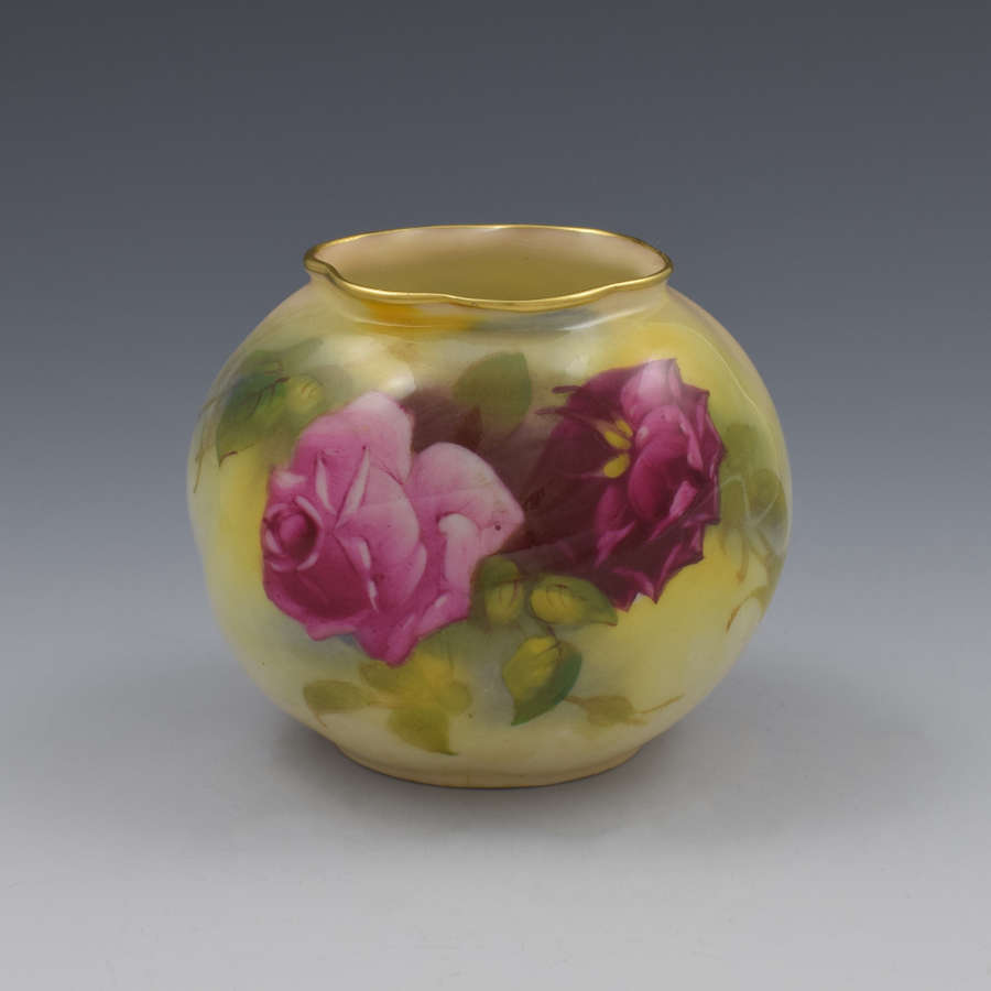 Royal Worcester Rose Painted Vase By Millie Hunt 1925 G161