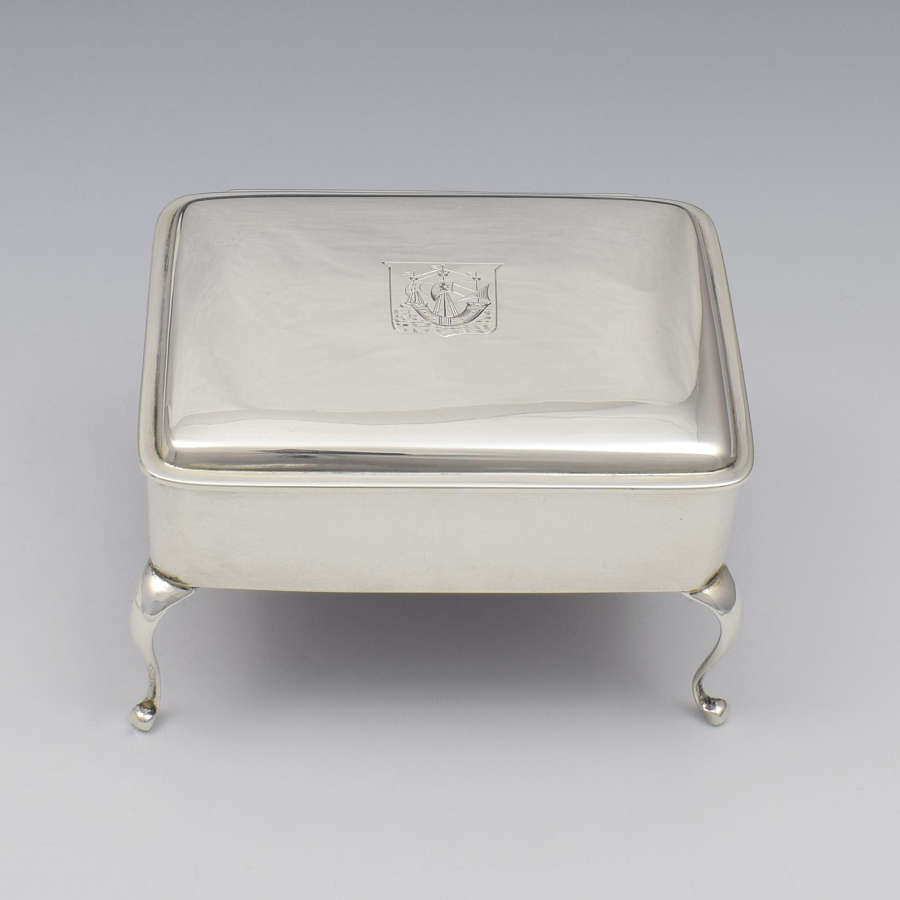 George V Silver Jewellery Casket / Dressing Table Box