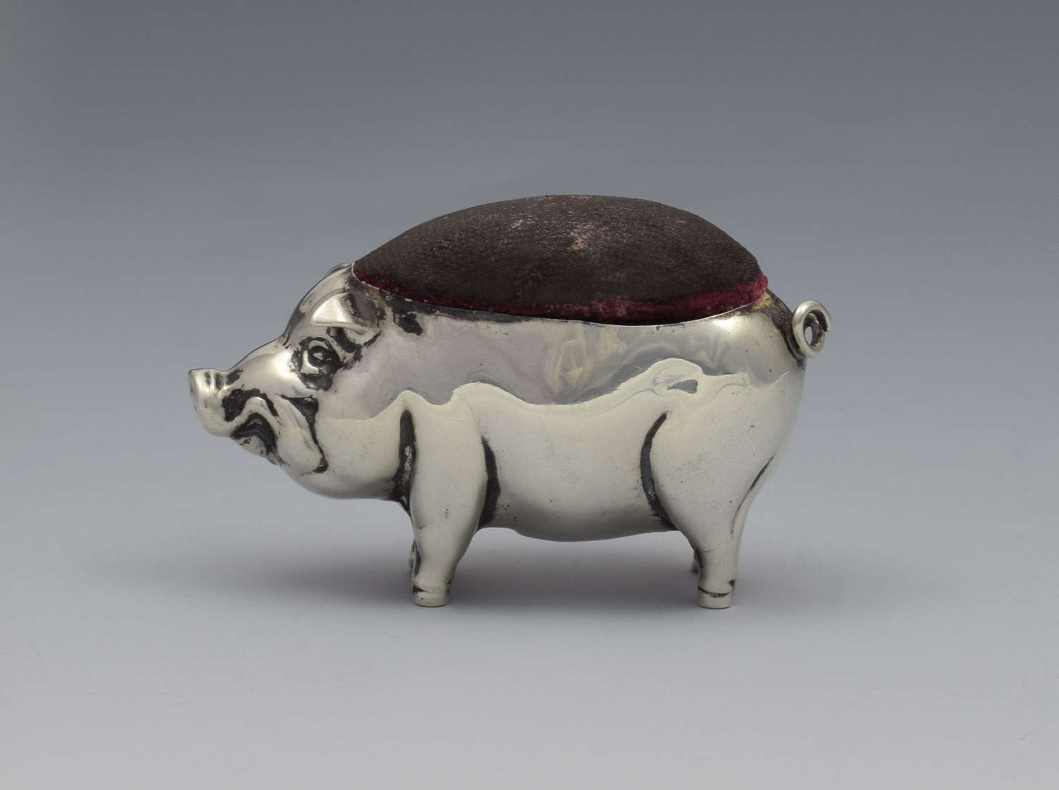 Edwardian Novelty Silver Pig Pin Cushion Henry Matthews 1908