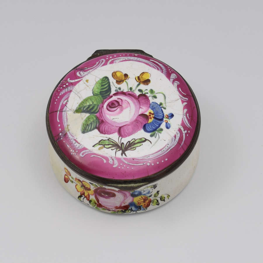 18th Century Staffordshire Bilston Enamel Floral Snuff Box