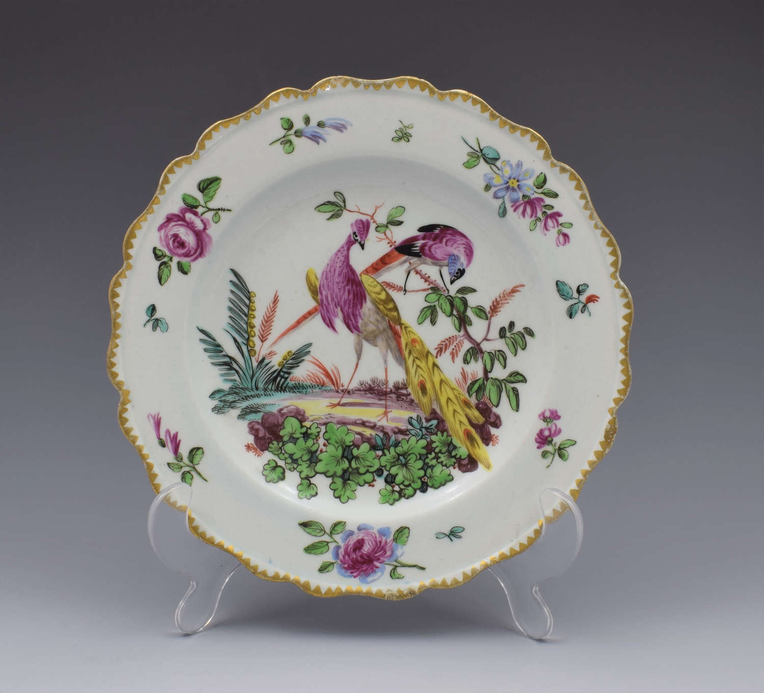 Pretty Bow Porcelain Fancy Bird Pattern Plate, C.1770