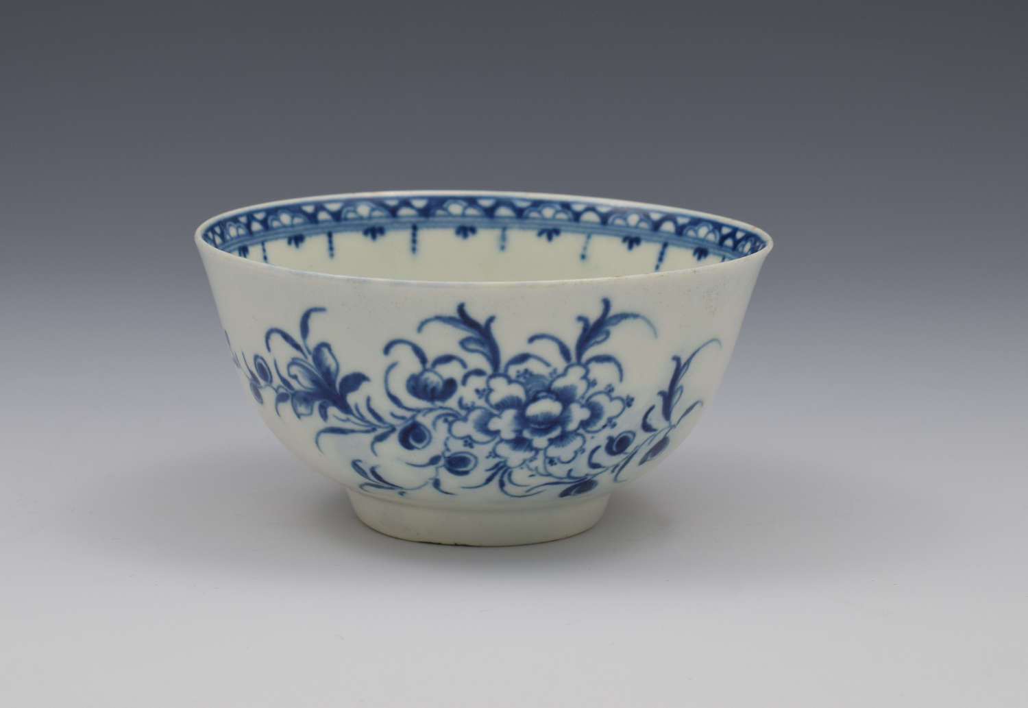 First Period Worcester Small Peony Pattern Porcelain Bowl