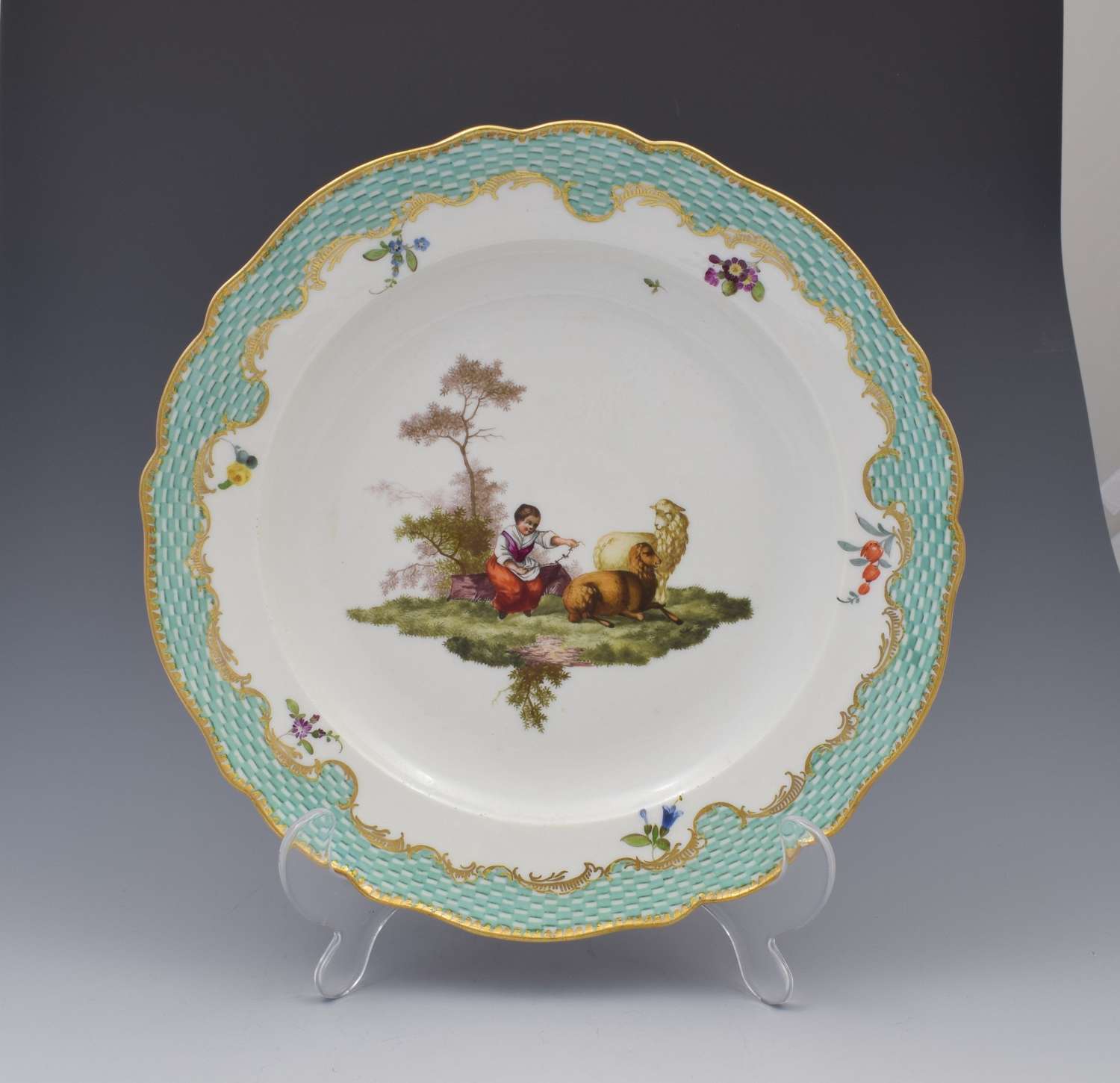18th Century Meissen Dot Period Porcelain Plate