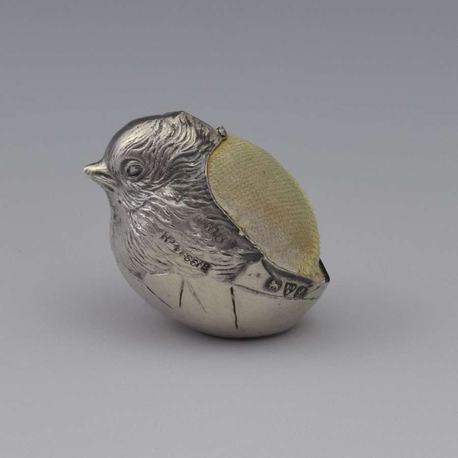 Sampson Mordan & Co. Hatching Chick Silver Pin Cushion