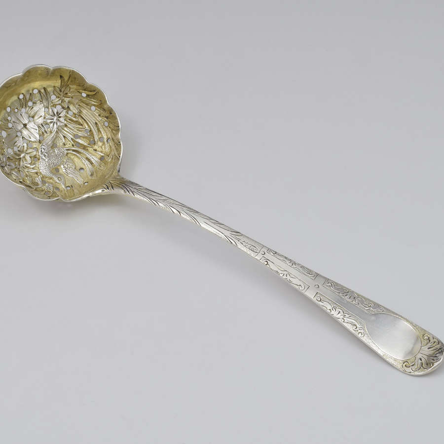 Embossed George III Scottish Silver Sifter Spoon Edinburgh 1820
