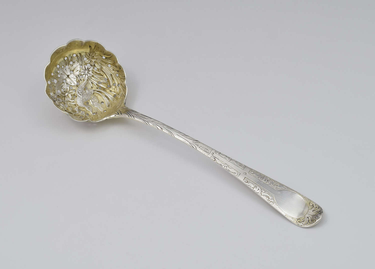 Embossed George III Scottish Silver Sifter Spoon Edinburgh 1820