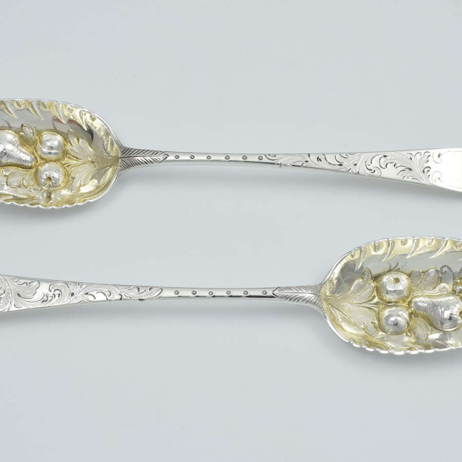 George III Pair Silver Gilt Berry Spoons 1778 London William Cattell