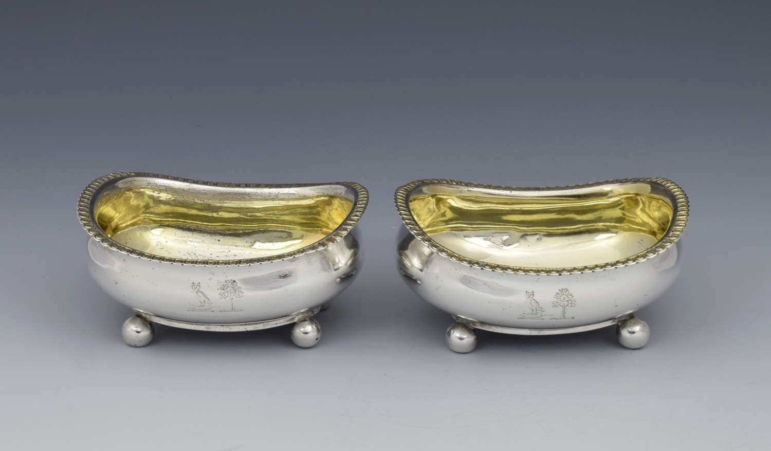 Pair Georgian Silver Table Salts Alice & George Burrows 1809
