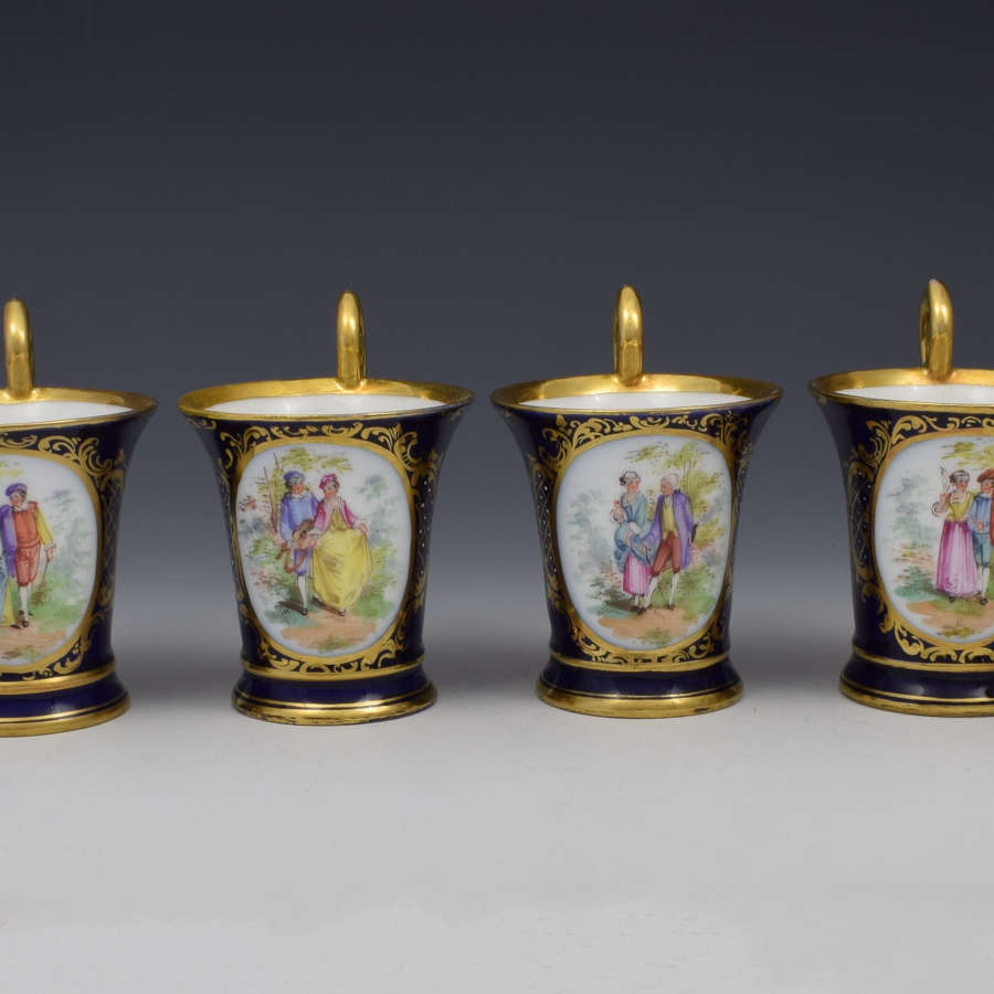 Set 6 Dresden Cabinet Cups Watteau Courting Couples