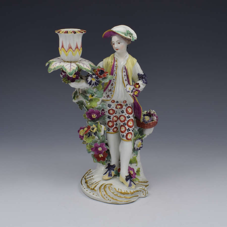 Derby Figural Candlestick Flower Seller Figure C.1765