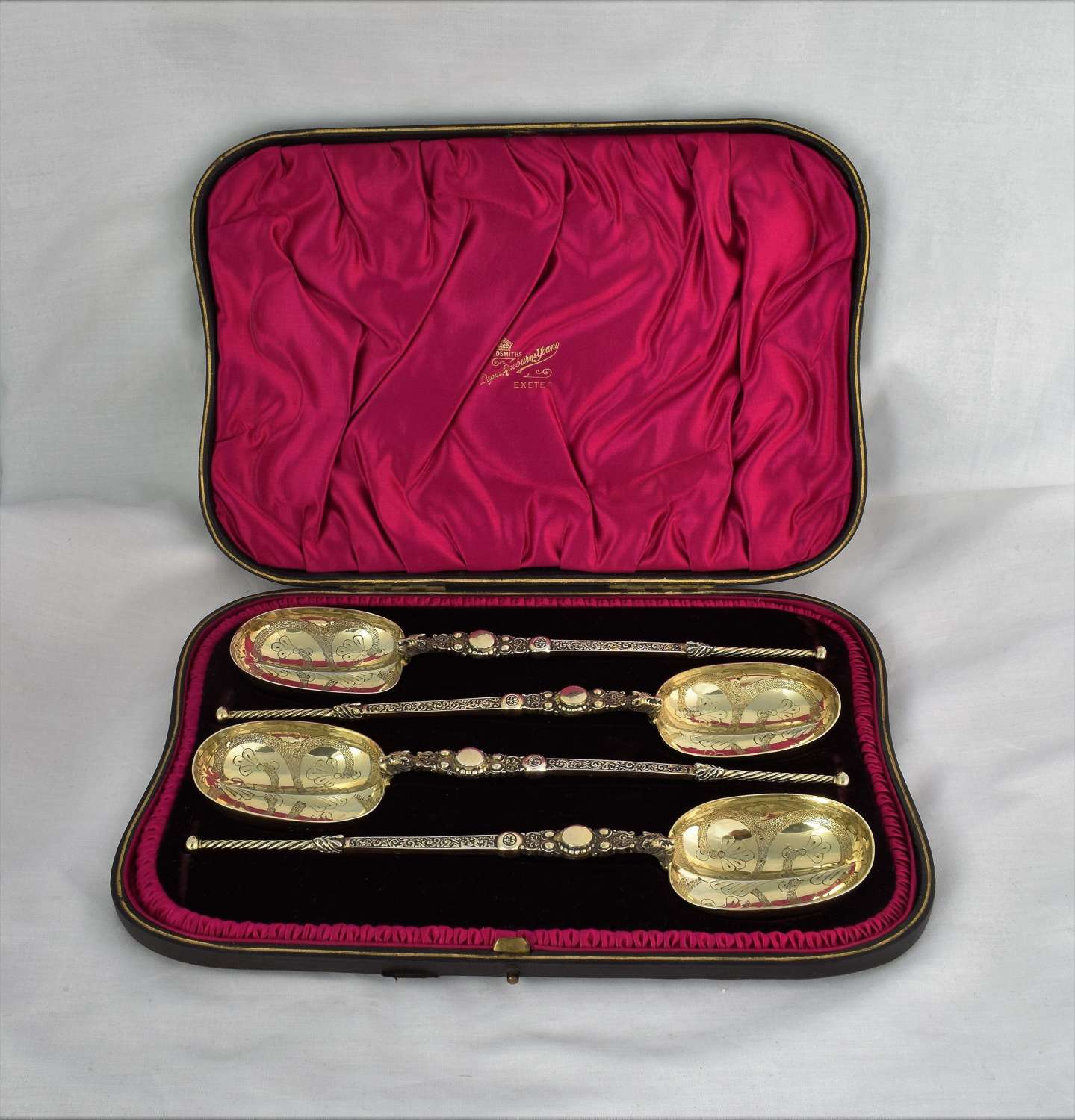 Edwardian Cased Silver Gilt Anointing Spoons Coronation Spoon Replicas
