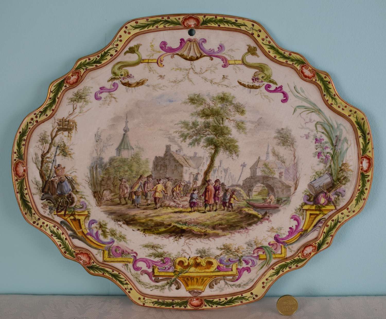 19th Century French Lille Faience Hand Painted Wall Plaque