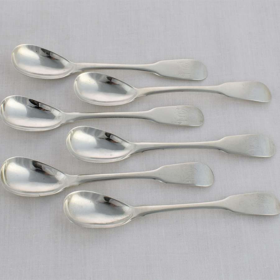Set 6 Georgian Irish Silver Egg Spoons Dublin 1829 Edward Power