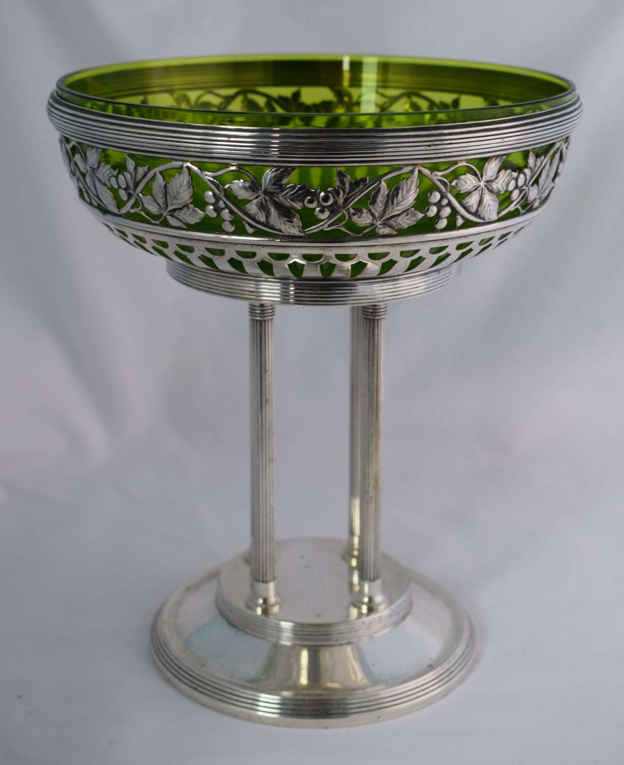 Large Art Nouveau WMF Silver Plated Centrepiece Green Glass Liner