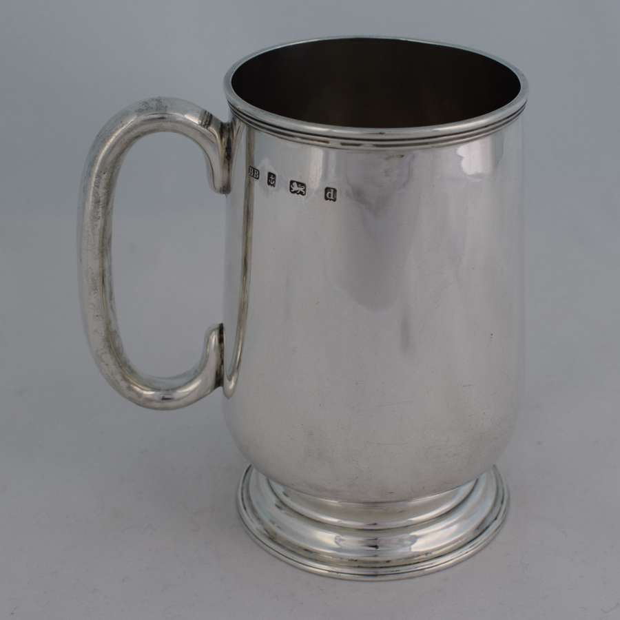 Edwardian Silver 1 Pint Beer Mug 1903 Barker Brothers