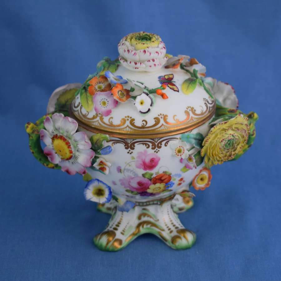 Coalport Flower Encrusted Lidded Chocolate Cup & Cover