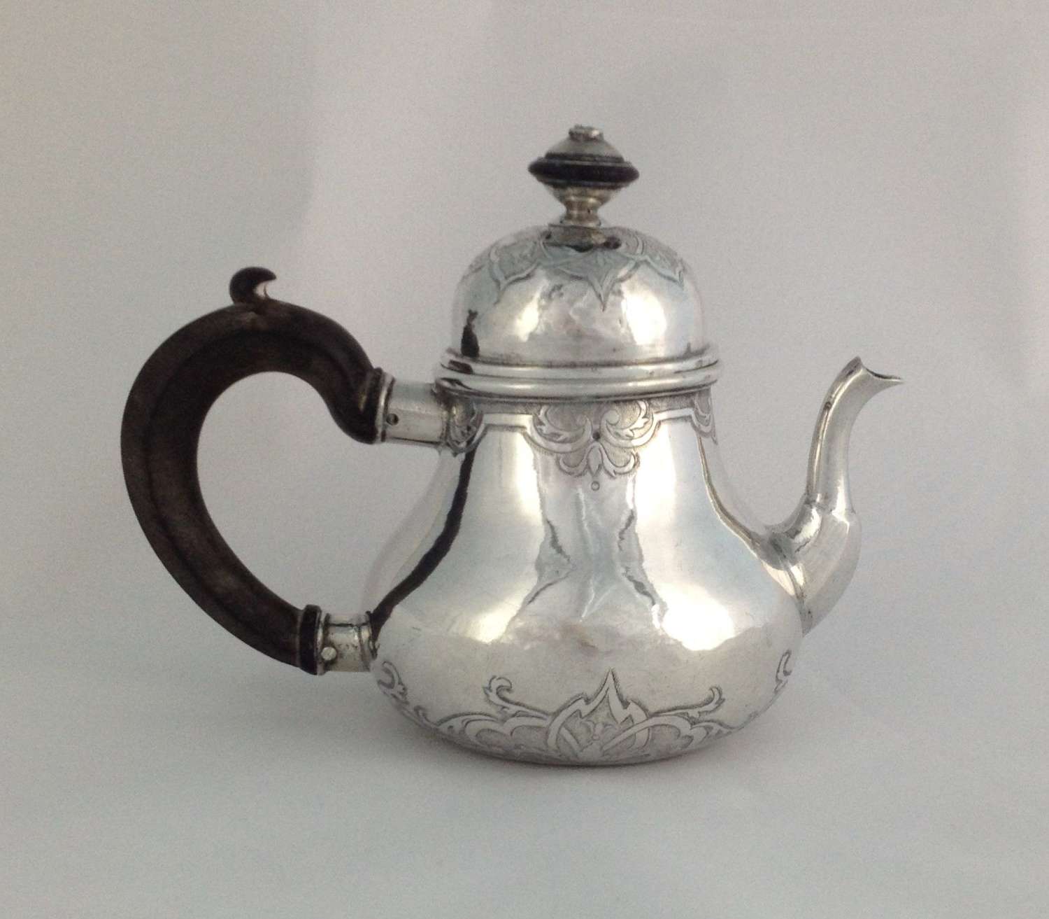 Rare 18thC Small German Silver Pear Shape Teapot C.1720s Hamburg